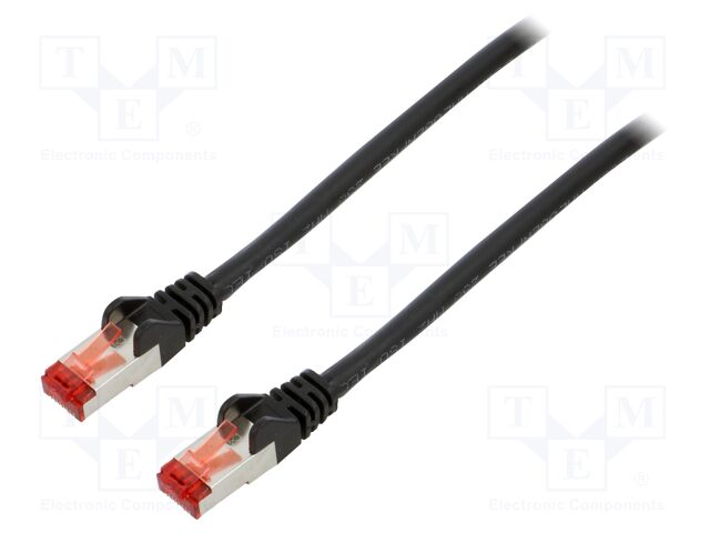 Patch cord; S/FTP; 6; stranded; Cu; LSZH; black; 0.25m; halogen free