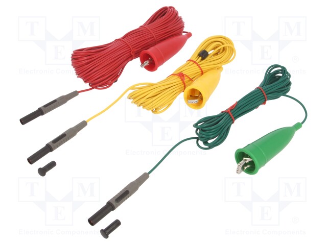 Test acces: set of test leads; red,green,yellow
