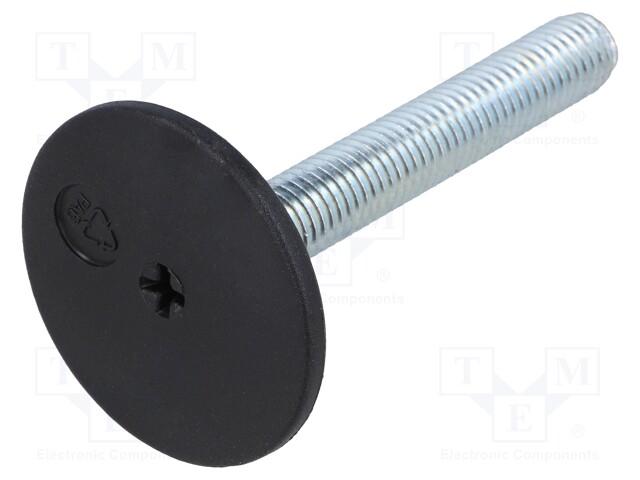 Foot of pin; rigid,with screwdriver slot; Base dia: 50mm; M12