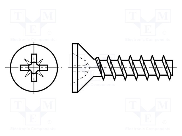 Screw; for plastic; 3,5x20; Head: countersunk; Pozidriv; steel