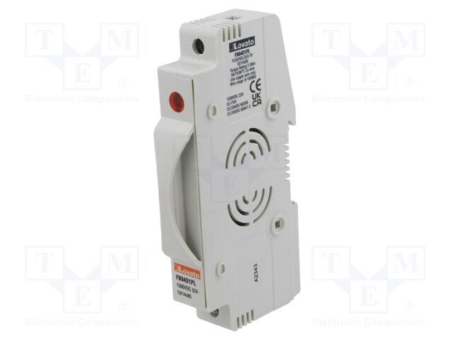 Fuse base; 10x85mm; for DIN rail mounting; 32A; Poles: 1; 1.5kVDC