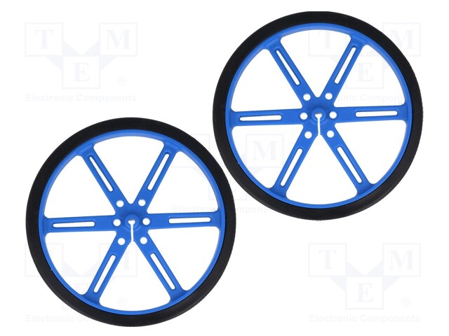 Wheel; blue; Shaft: D spring; Pcs: 2; push-in; Ø: 90mm; Shaft dia: 3mm