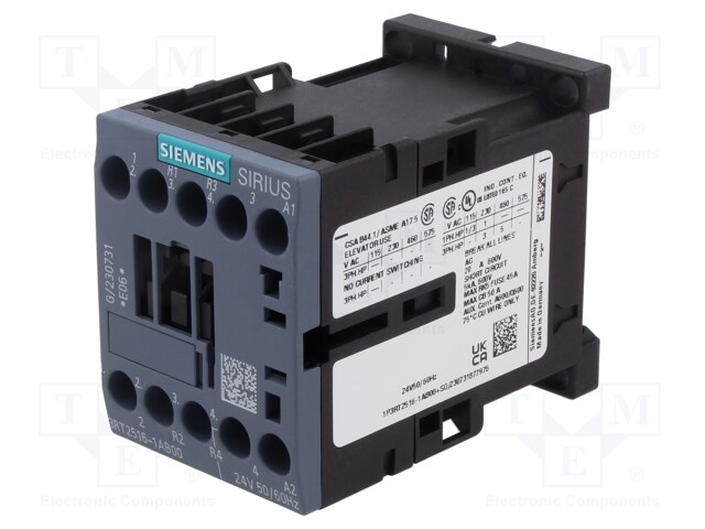 Contactor: 4-pole; NC x2 + NO x2; 24VAC; 9A; DIN,on panel; 3RT25