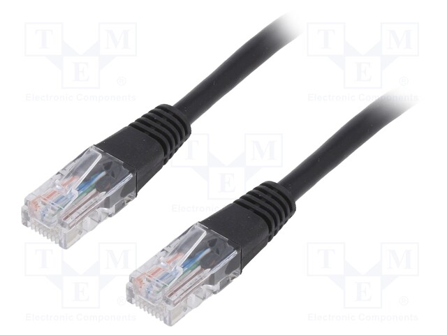 Patch cord; U/UTP; 5e; stranded; CCA; PVC; black; Len: 5m; 26AWG