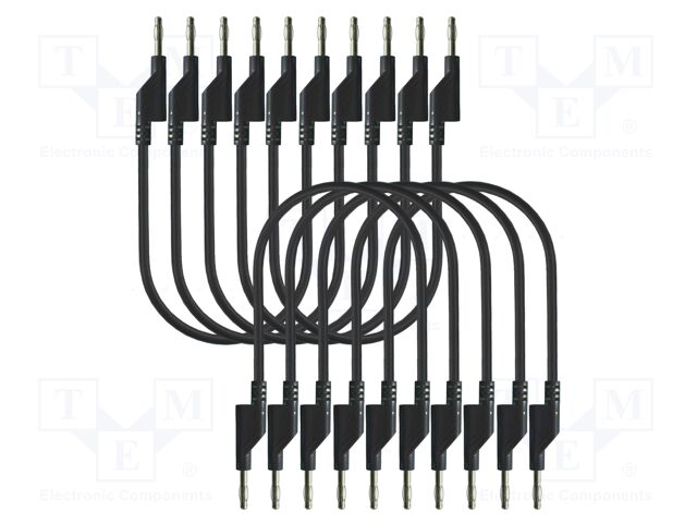 Test leads; 50VAC,120VDC; 10A; banana plug 4mm,both sides; black