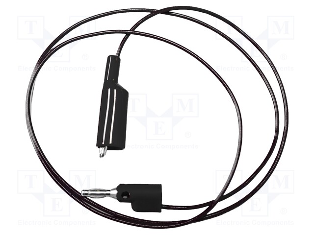 Test lead; 5A; banana plug 4mm,aligator clip; Urated: 300V; black