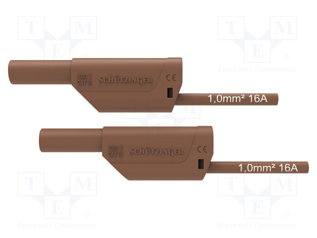 Test lead; 16A; banana plug 4mm,both sides; Urated: 1kV; Len: 2m
