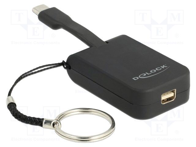 Adapter; mini DisplayPort socket,USB C plug; UHD 2160p; black