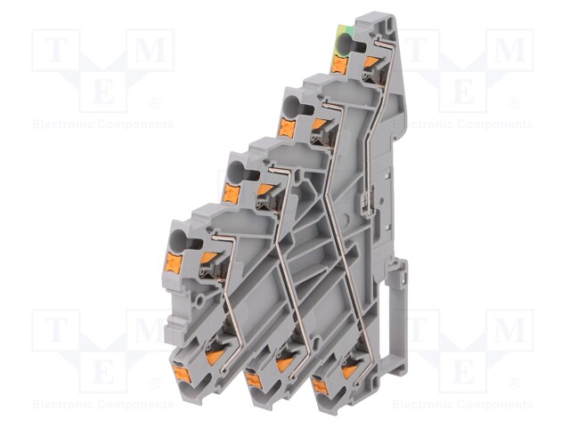 Splice terminal: rail; 0.14÷4mm2; ways: 4; terminals: 7; grey; TS35