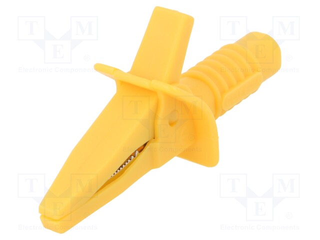 Crocodile clip; 10A; yellow; max.25mm; Connection: 4mm socket