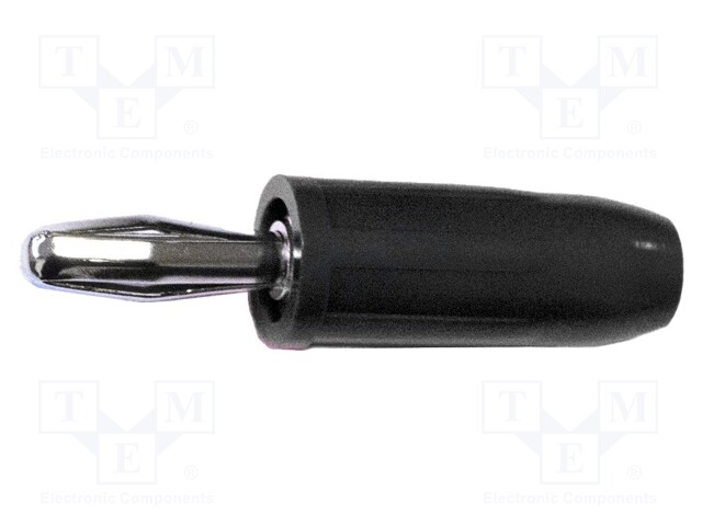 Plug; 4mm banana; 15A; black; 37.6mm; nickel plated