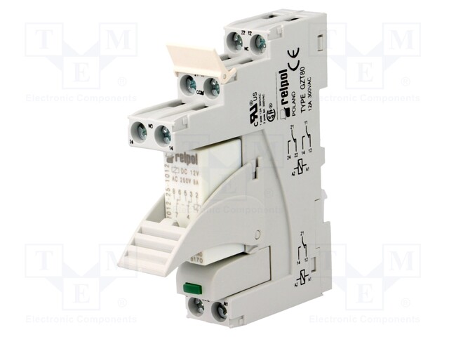 Relay: interface; DPDT; Ucoil: 12VDC; 8A; 8A/230VAC; 8A/24VDC; 100mΩ