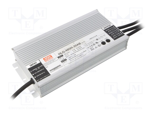 Power supply: switched-mode; LED; 480W; 30VDC; 25.5÷31.5VDC; 8÷16A