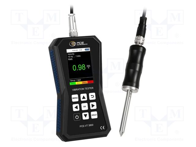 Vibrometer; Display: LCD 2,5"; 0÷3,9mm,0÷399,9m/s2,0÷399,9mm/s