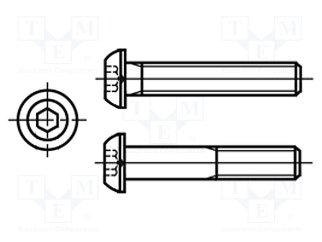Screw; M2x8; Head: button; imbus; HEX 1,3mm; ISO standard: 7380-1