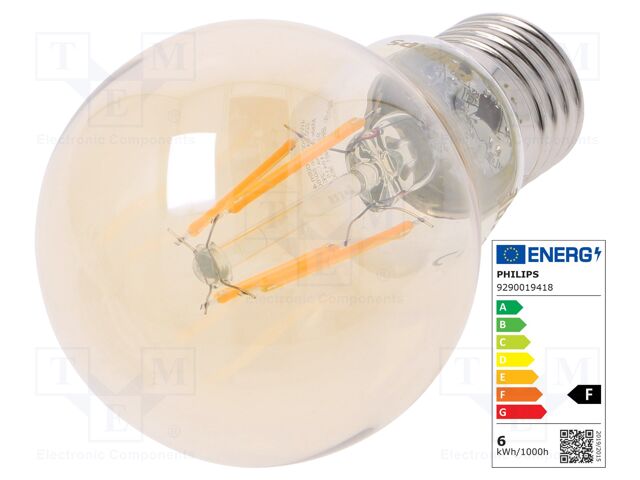 LED lamp; warm white; E27; 230VAC; 400lm; P: 4W; 2500K; CRImin: 80