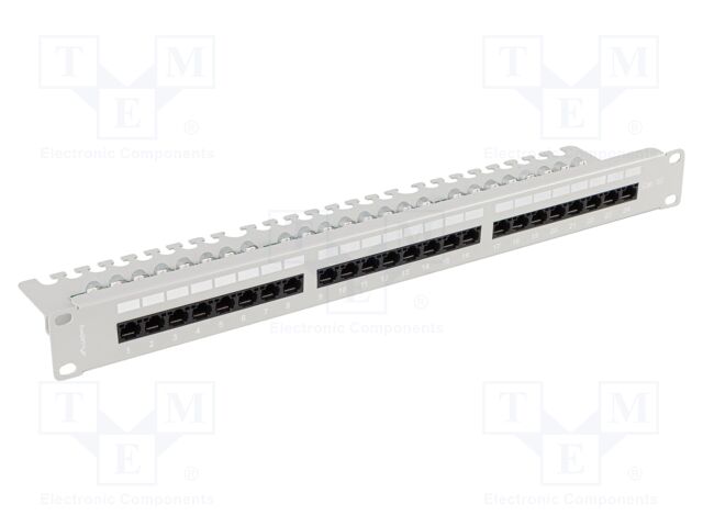 Patch panel; white; Number of ports: 24; Cat: 5e; RJ45 socket x24