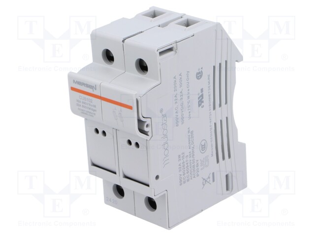 Fuse base; 10x38mm; for DIN rail mounting; 1kV; Poles: 2; IP20