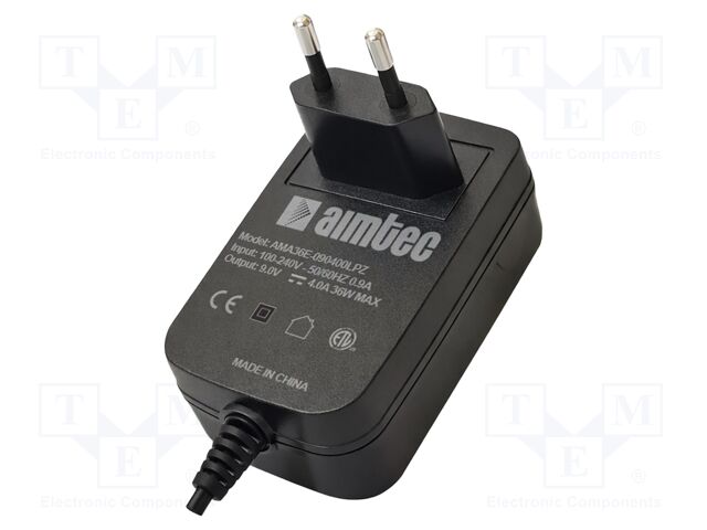 Power supply: switching; mains,plug-in; 24VDC; 1.5A; 36W; 86%