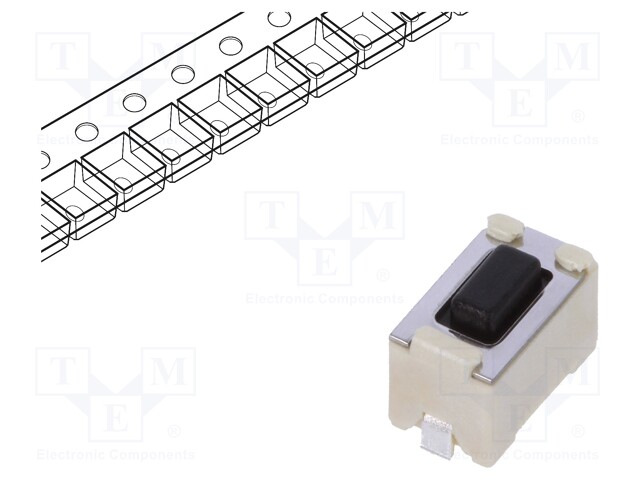 Microswitch TACT; SPST; Pos: 2; 0.05A/12VDC; SMT; 1.6N; 6x3.5x3.5mm