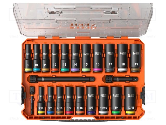 Socket: 6-angles-set; Chrom-molybdenum steel; 3/8"; 23pcs.
