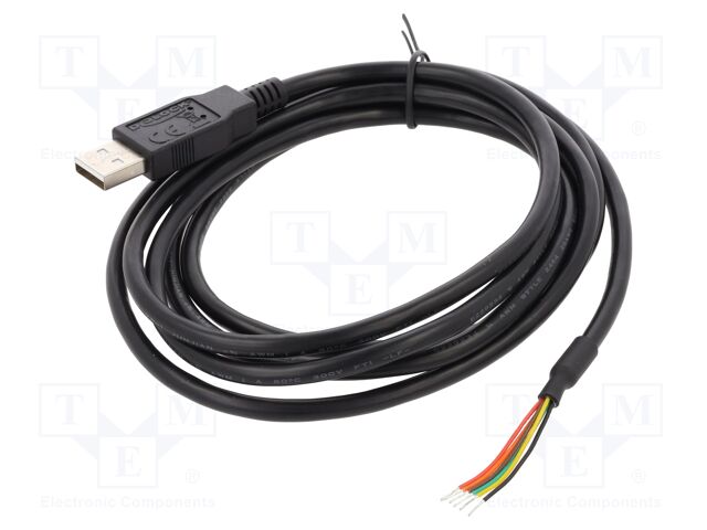 Cable; USB 2.0; wires,USB A plug; 1.8m; black; 26AWG