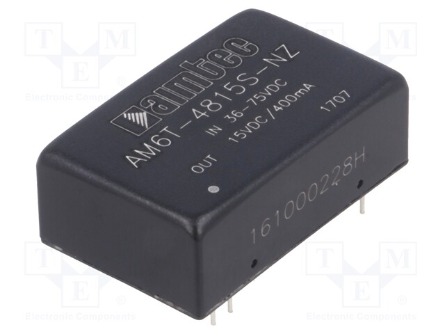 Converter: DC/DC; 6W; Uin: 36÷75V; 15VDC; Iout: 400mA; DIP24; 14g