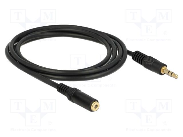 Cable; Jack 3.5mm 3pin socket,Jack 3.5mm 3pin plug; 2m; black