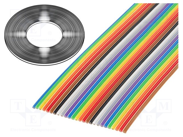 Wire: ribbon; 1.27mm; stranded; Cu; 26x28AWG; unshielded; PVC; 300V