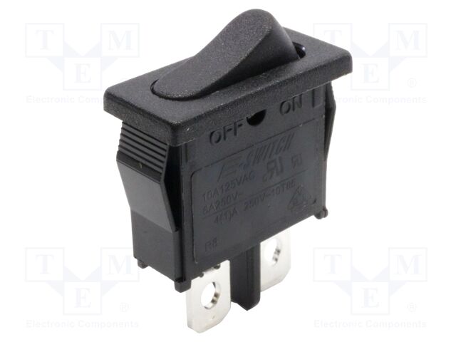 SWITCH, ROCKER, SPST, 10A, 125VAC, BLACK
