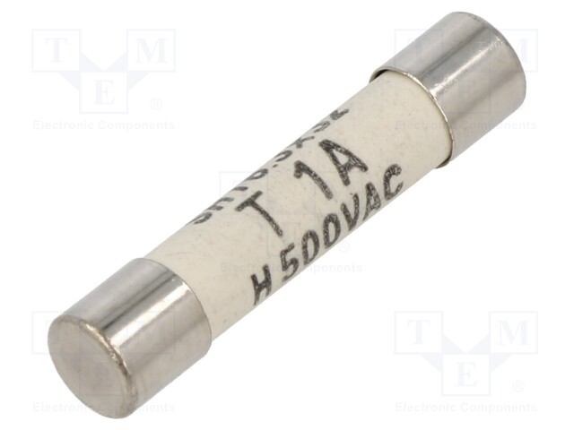 Fuse: fuse; time-lag; 1A; 500VAC; 400VDC; ceramic,cylindrical; SHT