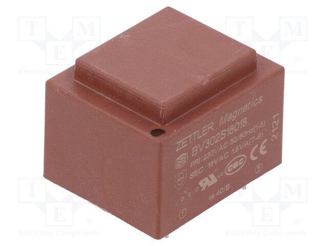 Transformer: encapsulated; 230VAC; 18V; Mounting: PCB