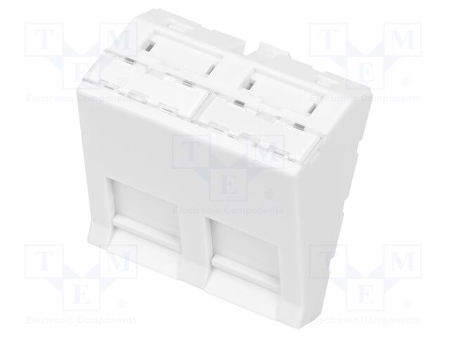 Adapter; Keystone,angled; white; Number of ports: 2; ABS; 45x45mm