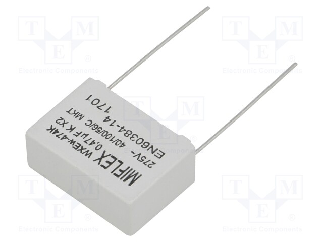 Capacitor: polypropylene; X2; 470nF; 22.5mm; ±10%; Mounting: THT