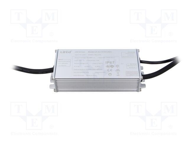 Power supply: switching; LED; 75W; 36÷108VDC; 300÷1050A; IP67; 91%