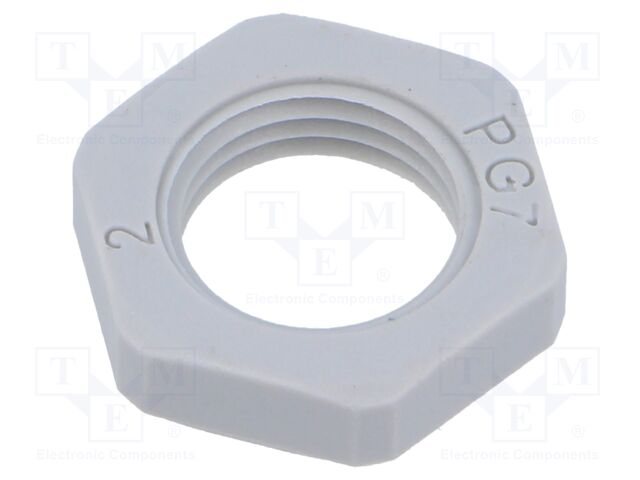 Nut; PG7; polyamide 6; 19mm; light grey; -40÷100°C; Thread: PG
