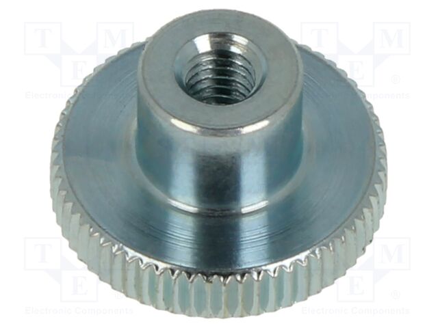Knob; Ø: 16mm; Int.thread: M4; H: 9.5mm; steel; DIN 466; knurled