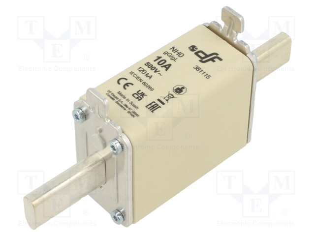 Fuse: fuse; gG; 16A; 500VAC; 250VDC; ceramic; NH0