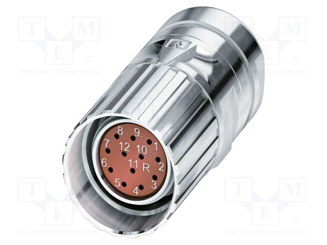 Connector: M23; plug; PIN: 12; crimped; straight; IP67; 8A; 48V