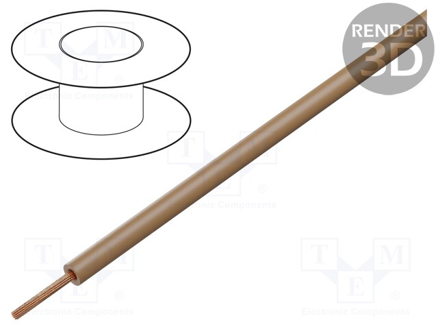 Wire; TLY; stranded; Cu; 0.12mm2; light brown; PVC; 150/300V; 200m