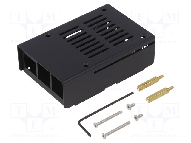 Enclosure: for computer; RPI-3B-PLUS; steel; black; X: 75mm; Y: 92mm