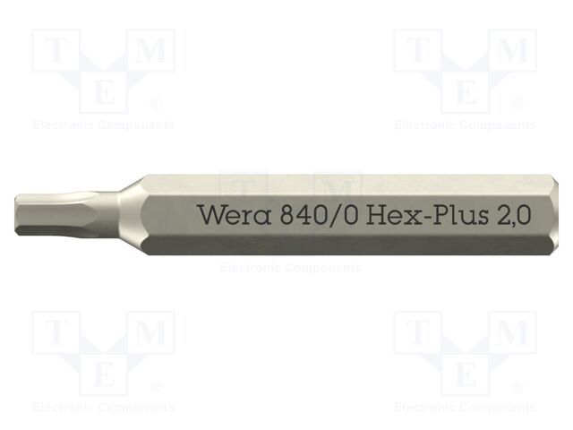 Screwdriver bit; Hex Plus key; HEX 2mm; 840/0 Micro