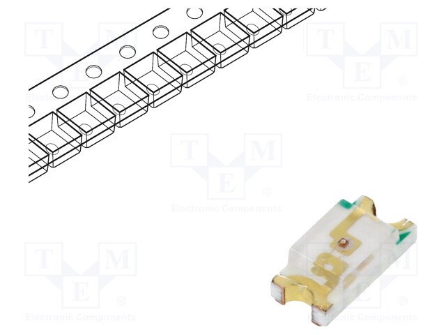 LED; SMD; 1206; green; 13mcd; 3.2x1.5x1mm; 130°; 2V; 25mA; λd: 570nm
