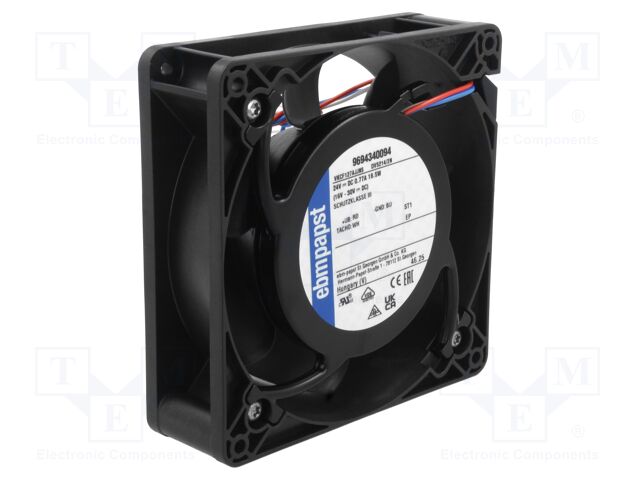 Fan: DC; axial; 127x127x38mm; ball bearing; IP54; Len: 310mm; 24VDC