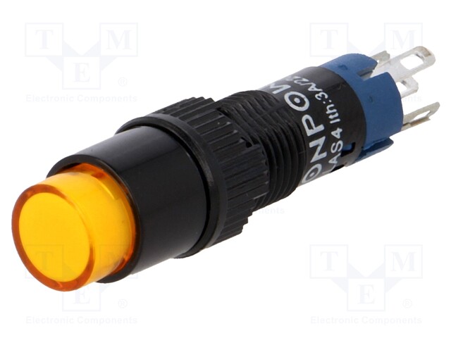 Switch: push-button; Pos: 2; SPDT; 0.5A/250VAC; 1A/24VDC; orange