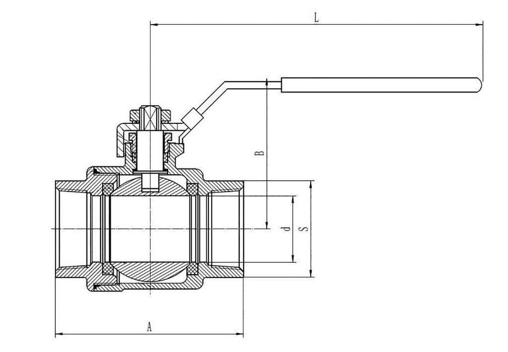Ball valve; max.63bar; acid resistant steel AISI 316; PTFE