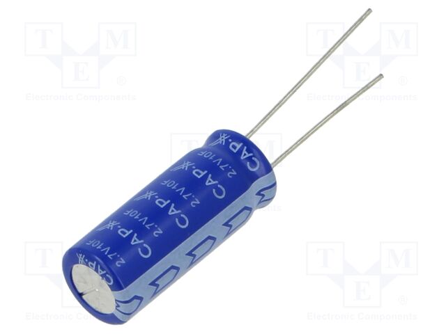 Supercapacitor; THT; 10F; 2.7VDC; -10÷30%; Ø10x25mm; -40÷65°C; EDLC