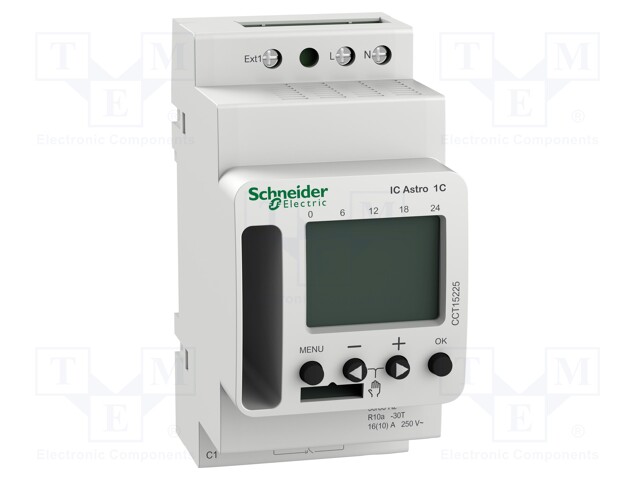 Programmable time switch; DIN; 230VAC; IP20; -30÷55°C; 250VAC/10A