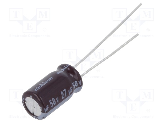 Capacitor: electrolytic; low impedance; THT; 27uF; 50VDC; ±20%