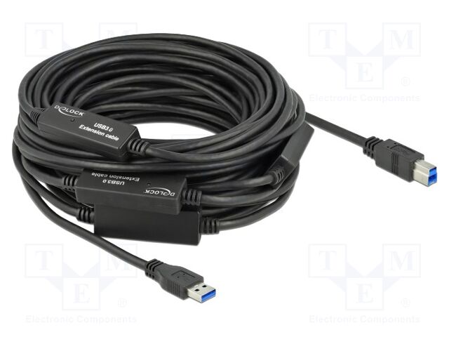 Cable; USB A plug,USB B plug; 20m; black; 24AWG,28AWG